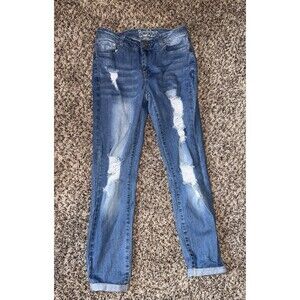 Resfeber Jeans Womens 6 Skinny Boyfriend Distressed Ripped Stretch Light Wash